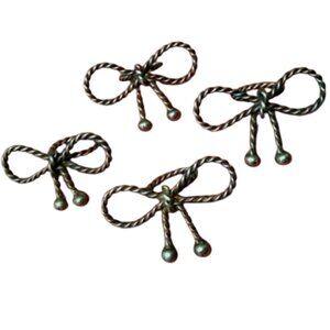 4pc Vintage Victorian Twist Silver Metal Napkin Rings Artisan Hand Wrought Iron